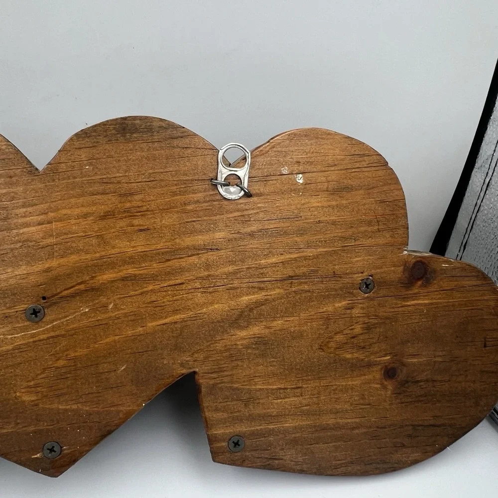 Vintage Wooden Interlocking 3 Heart Shaped Wall Shelf W/Peg Cottagecore Granny